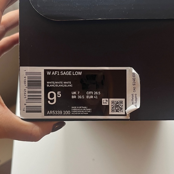 Size 9.5 - Nike Air Force 1 Sage Low Triple White W - Picture 7 of 8